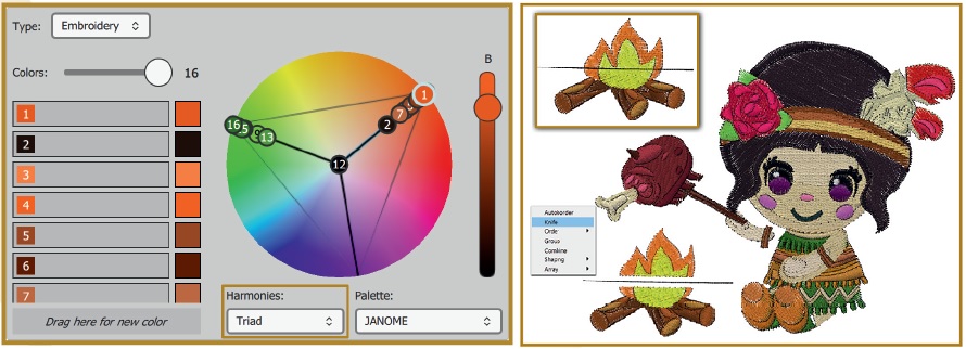 Harmonie des couleurs et outil découpe forme